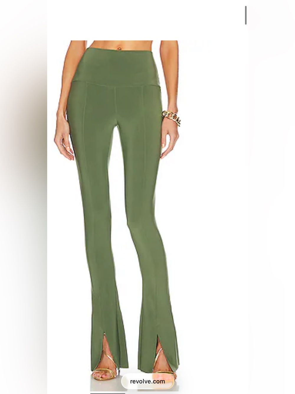 Norma Kamali High-Rise Olive Green Flare Leggings
